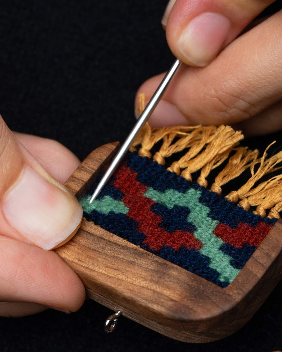 Berry Zigzag Kilim Jewellery Set | LaLan Handmade Kilim & Walnut