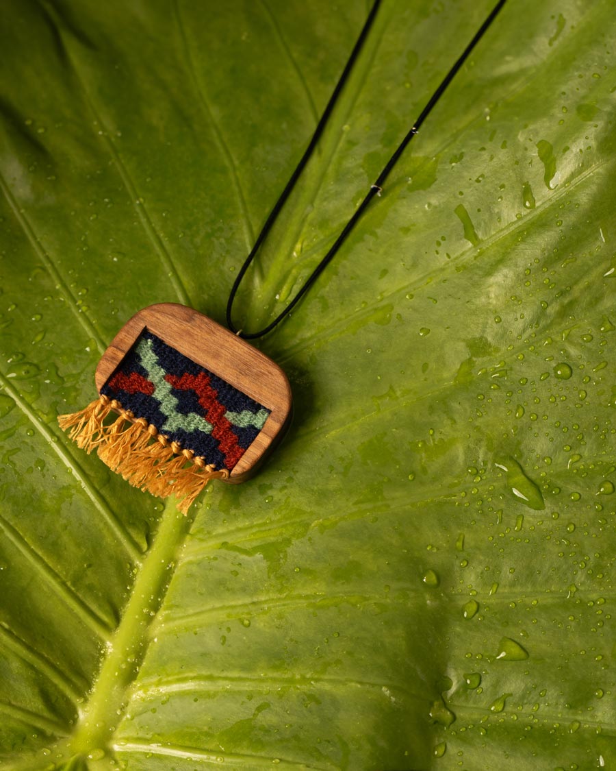 Berry Zigzag Kilim Necklace | LaLan Handmade Kilim & Walnut