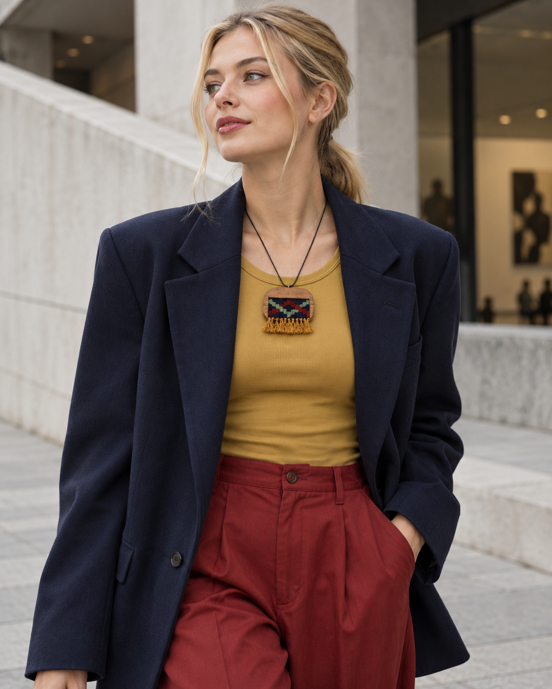 Berry Zigzag Kilim Necklace
