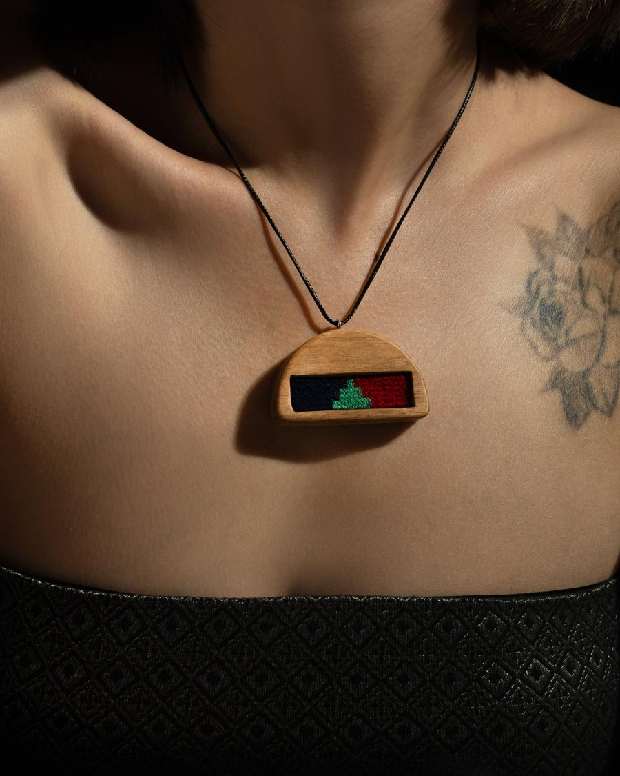 Crimson Dusk Kilim Jewellery Set | LaLan Handmade  Kilim & Walnut