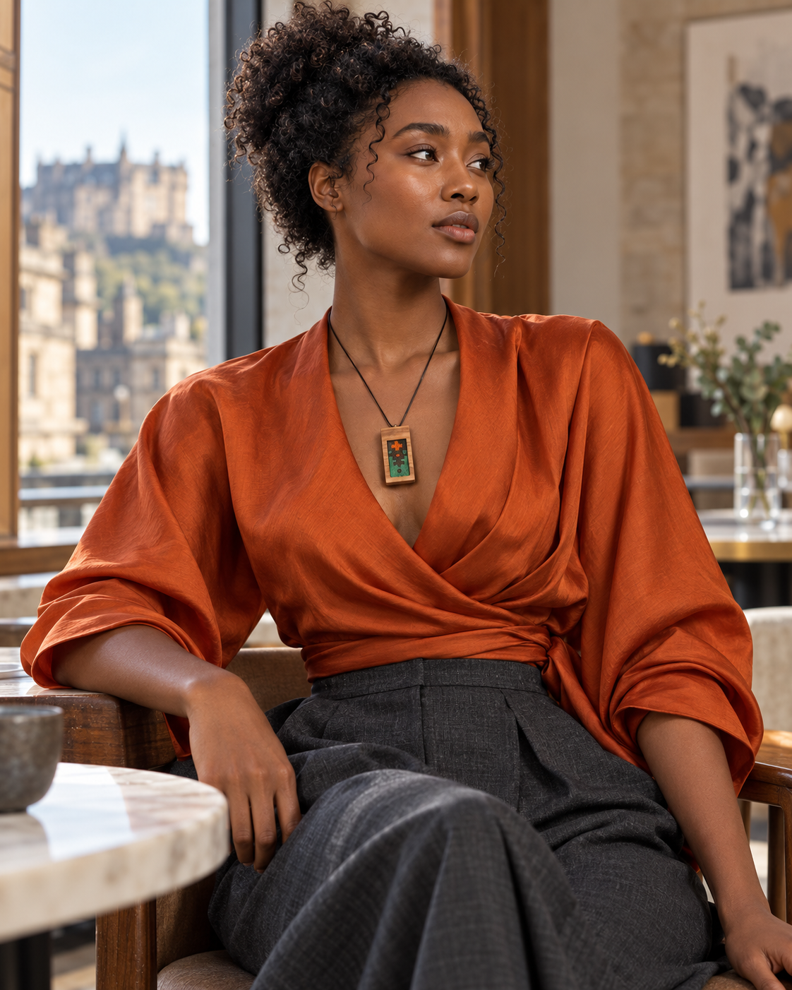 Emerald Frame Kilim Necklace