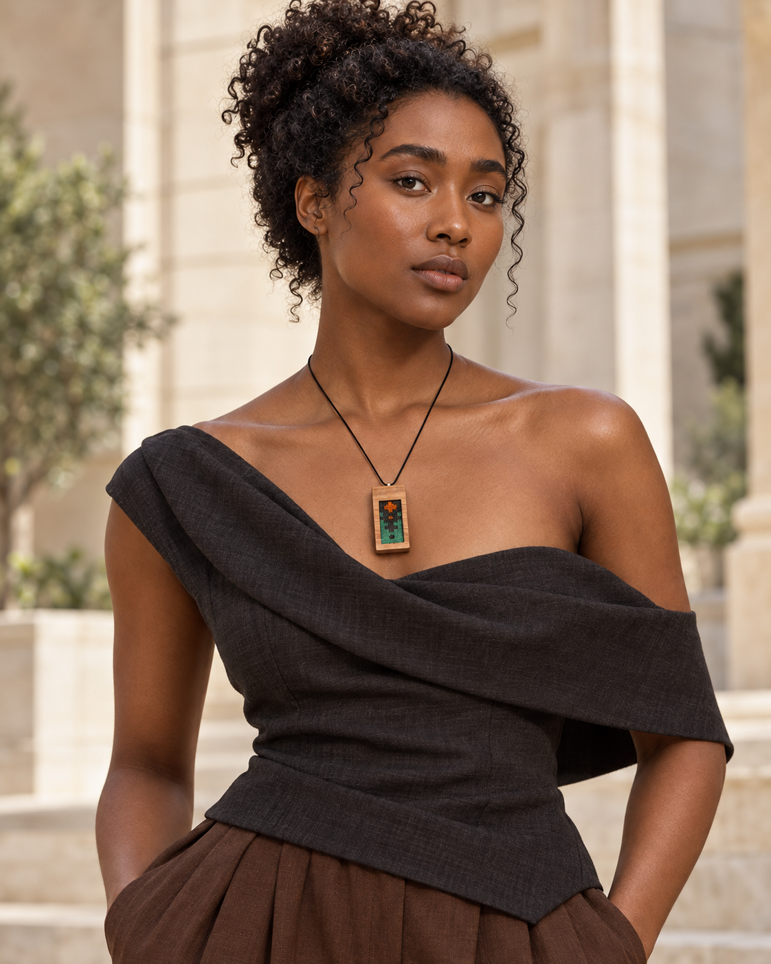 Emerald Frame Kilim Necklace