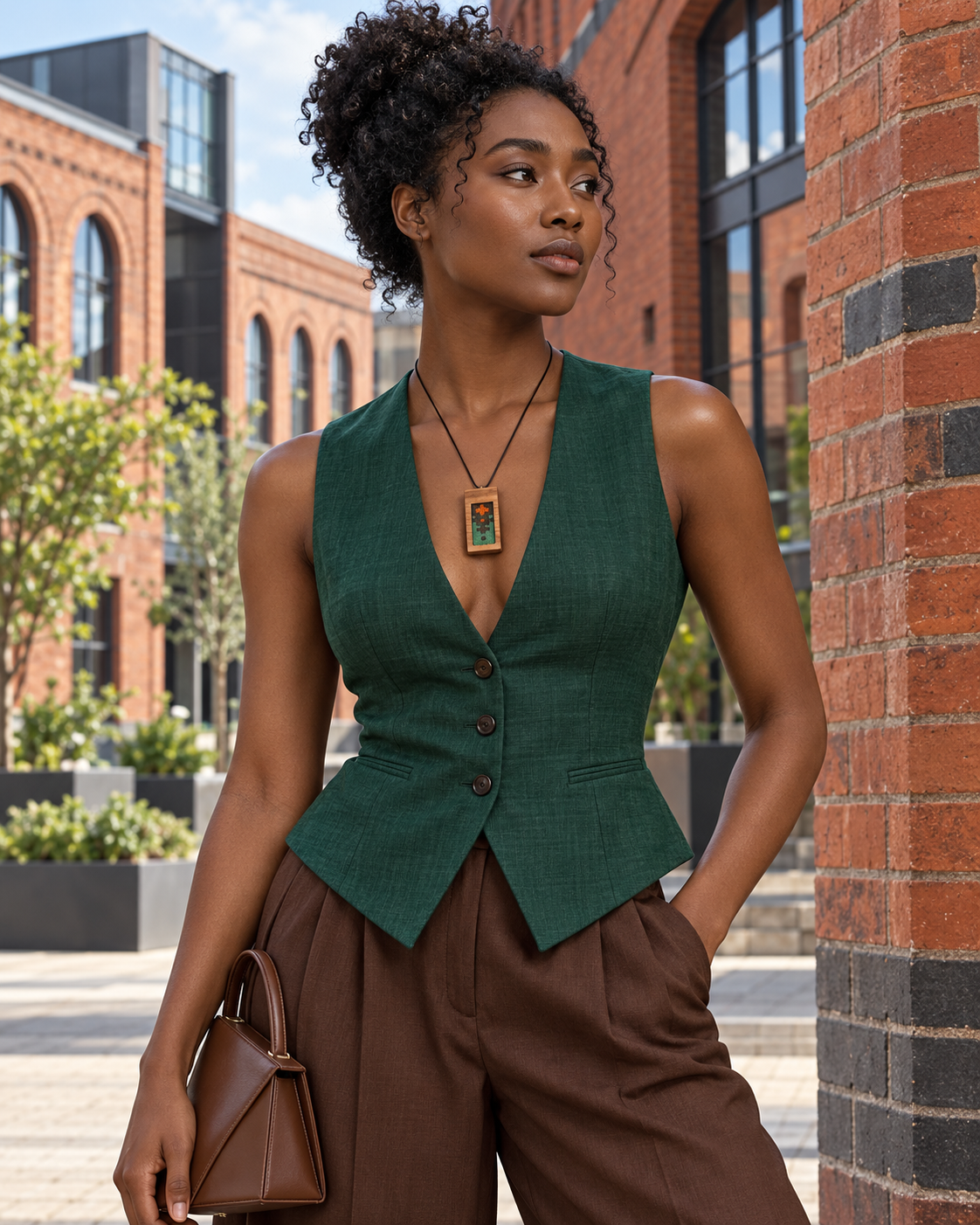 Emerald Frame Kilim Necklace