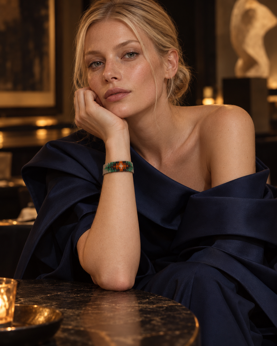 Emerald Frame Kilim Bracelet