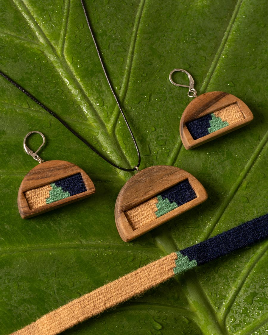 Golden Dawn Kilim Jewellery Set | LaLan Handmade Kilim & Walnut