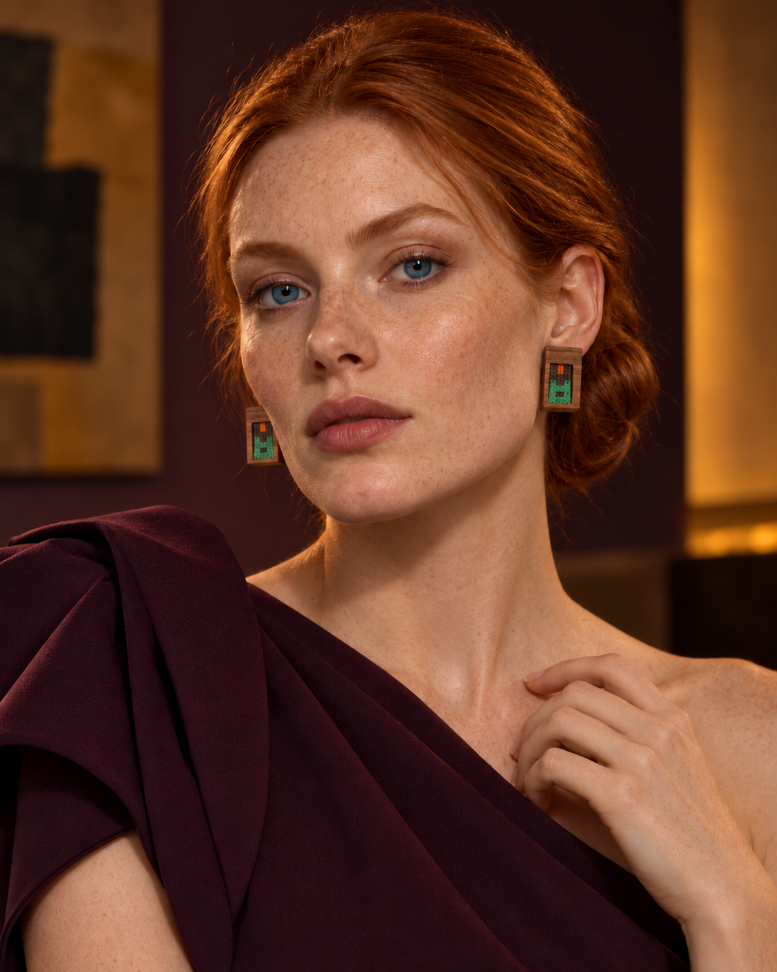 Emerald Frame Kilim Earrings