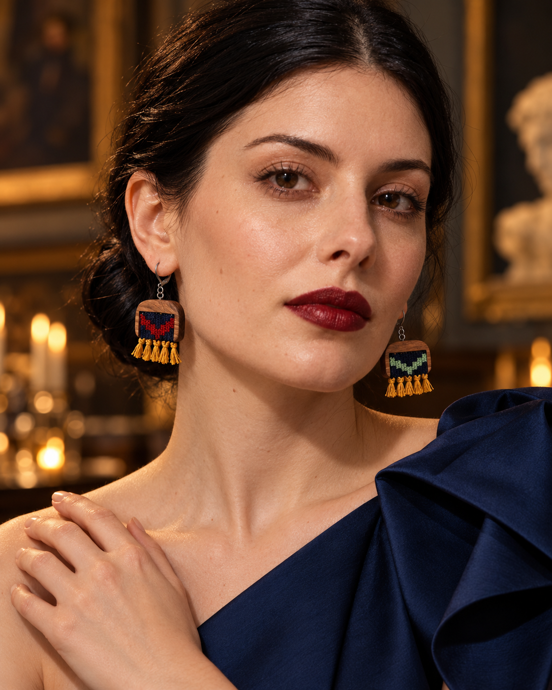 Berry Zigzag Kilim Earrings