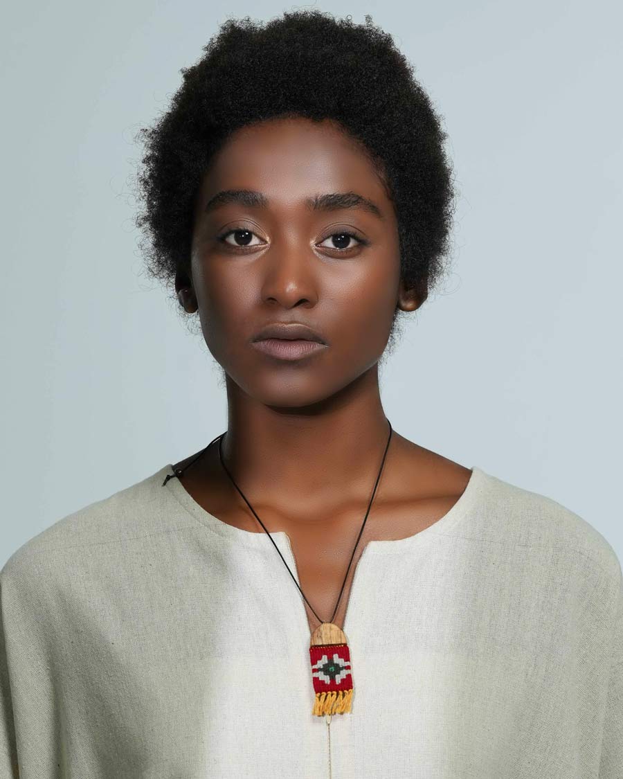 Saffron Dome Kilim Necklace | LaLan Handmade Kilim & Walnut