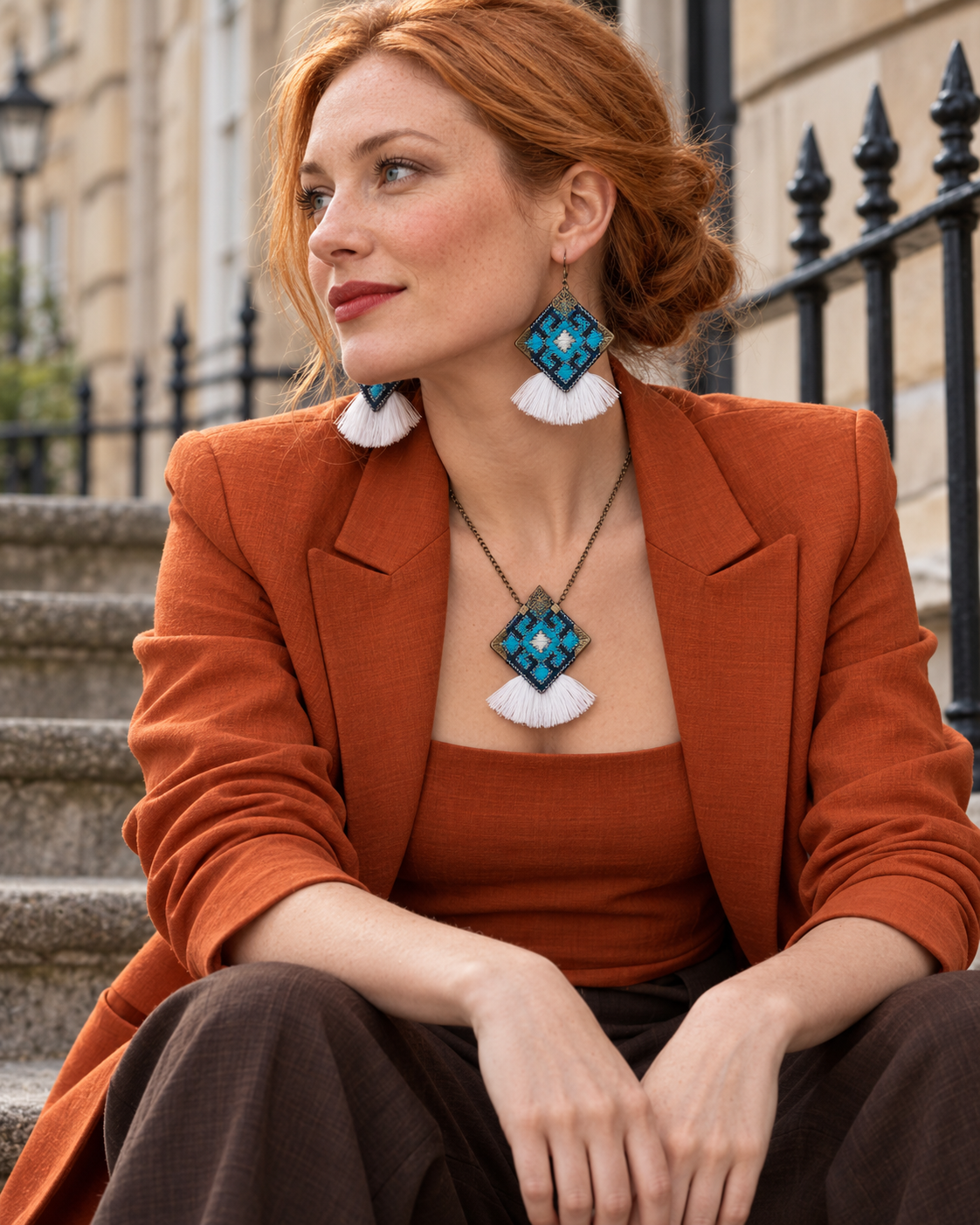 Turquoise Tradition Tassel Jewellery Set | Balochi Embroidery