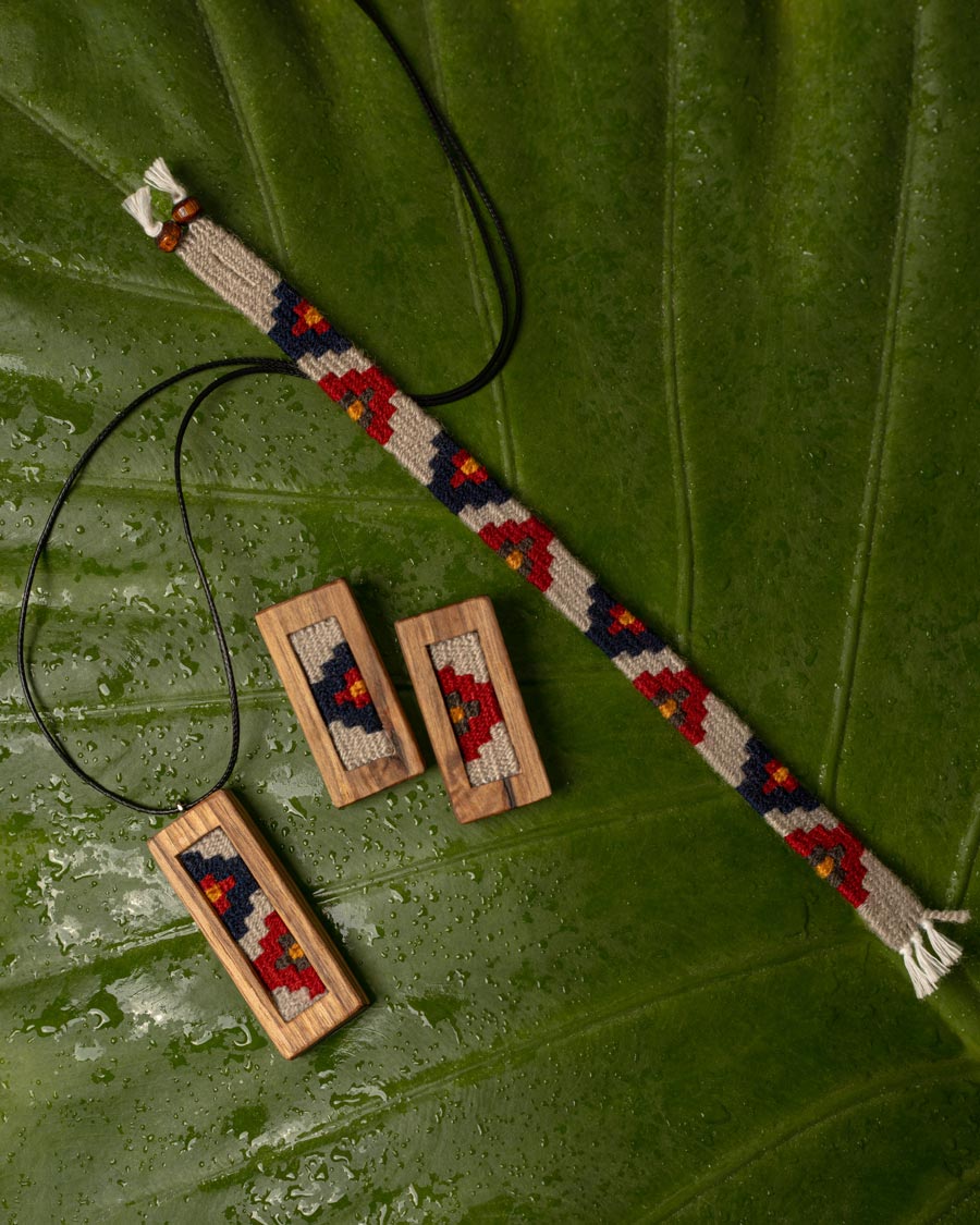 Violet Garden Kilim Jewellery Set | LaLan Handmade Kilim & Walnut